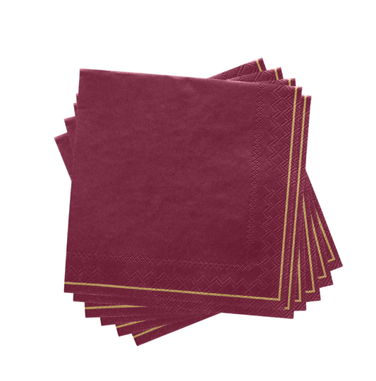 Cranberry/Gold Beverage Napkins