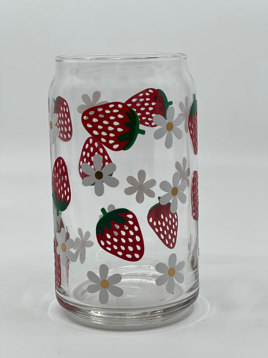 Strawberry and Daisy glass