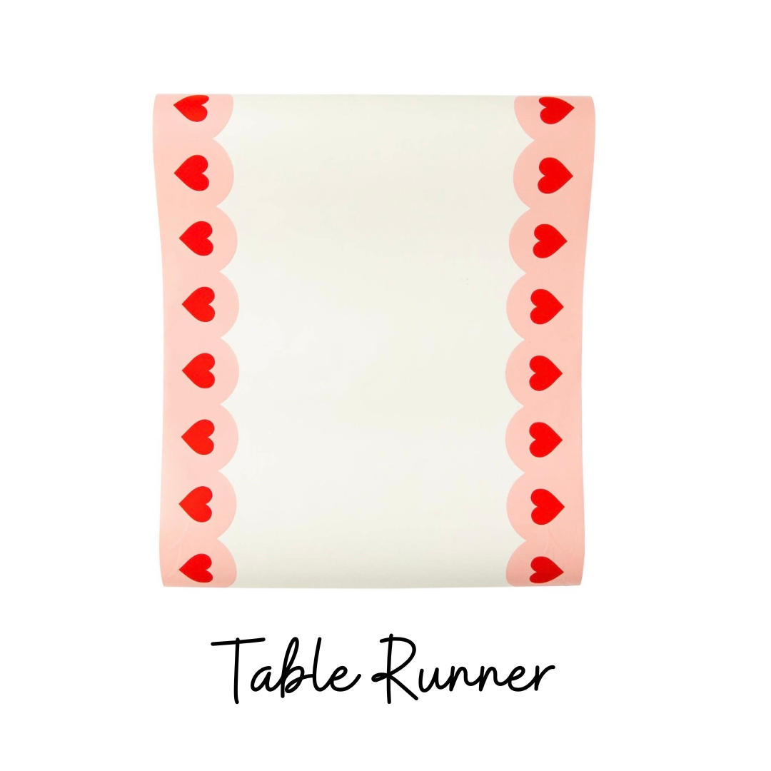 table runner with hearts